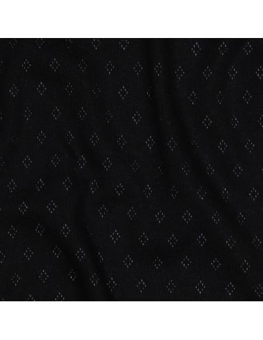 Tissu jersey maille pointelle - Noir