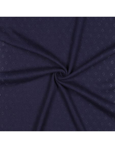 Tissu jersey maille pointelle - Bleu marine