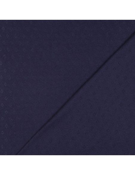Tissu jersey maille pointelle - Bleu marine