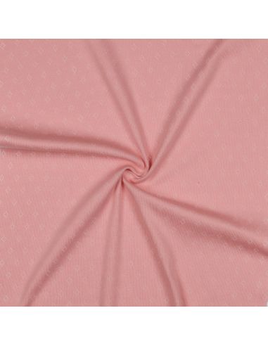 Tissu jersey maille pointelle - Rose