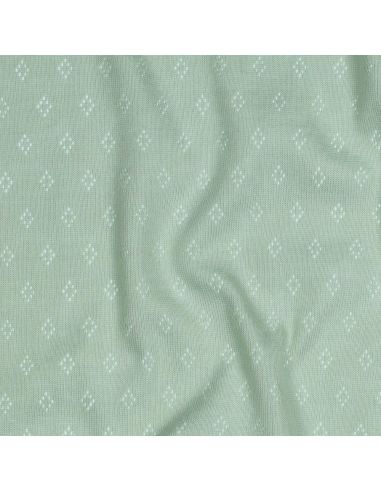 Tissu jersey maille pointelle - Menthe
