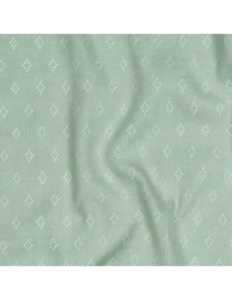 Tissu jersey maille pointelle - Menthe