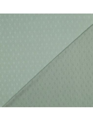 Tissu jersey maille pointelle - Menthe