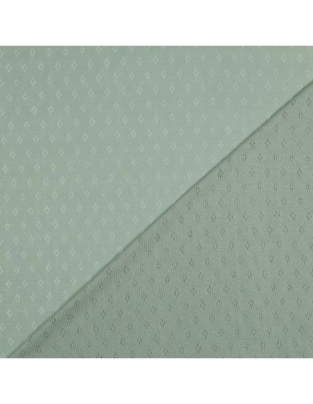 Tissu jersey maille pointelle - Menthe