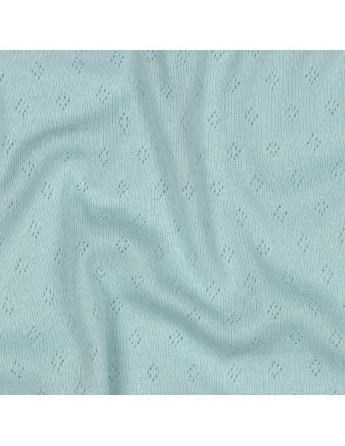 Tissu jersey maille pointelle - Bleu clair