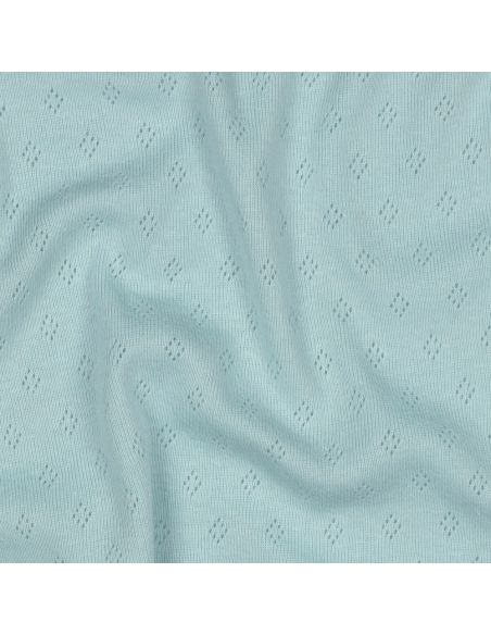 Tissu jersey maille pointelle - Bleu clair