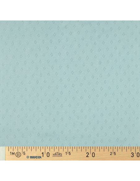 Tissu jersey maille pointelle - Bleu clair