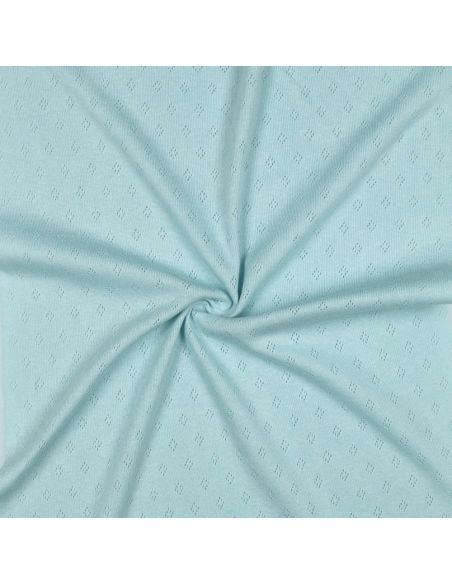 Tissu jersey maille pointelle - Bleu clair