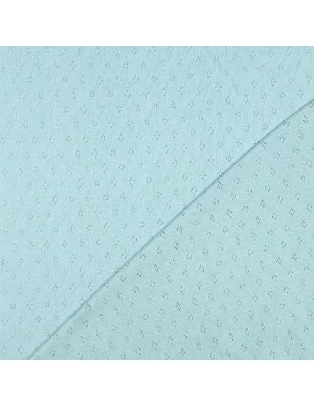 Tissu jersey maille pointelle - Bleu clair
