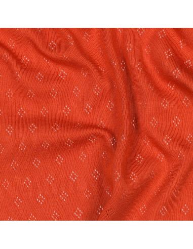 Tissu jersey maille pointelle - Brique