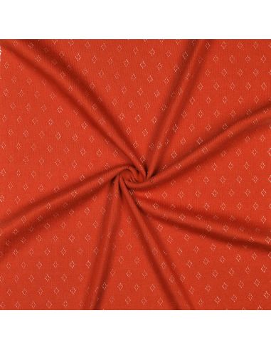 Tissu jersey maille pointelle - Brique