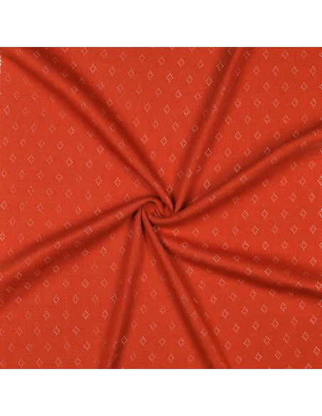Tissu jersey maille pointelle - Brique