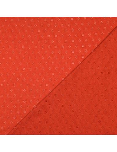 Tissu jersey maille pointelle - Brique