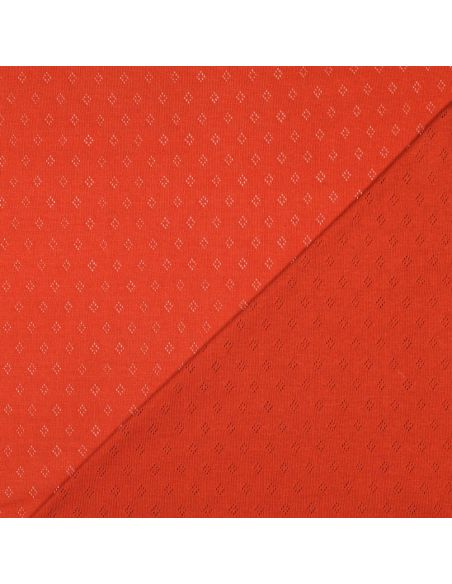 Tissu jersey maille pointelle - Brique