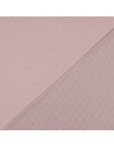 Tissu jersey maille pointelle - Vieux rose