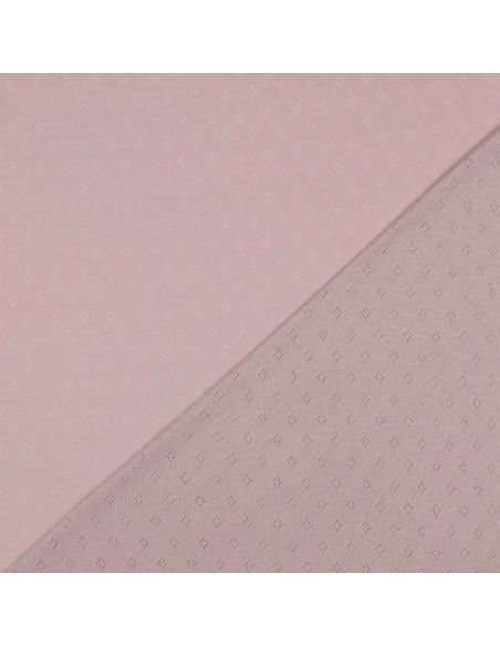 Tissu jersey maille pointelle - Vieux rose