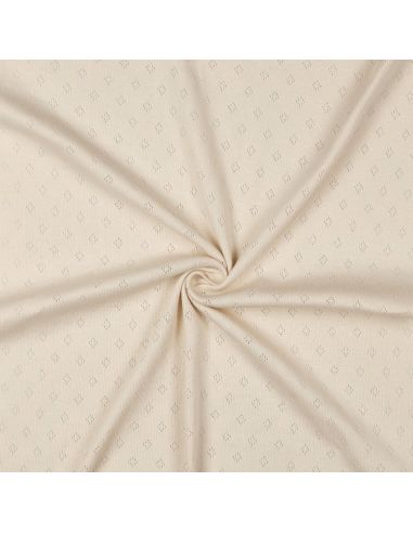 Tissu jersey maille pointelle - Beige
