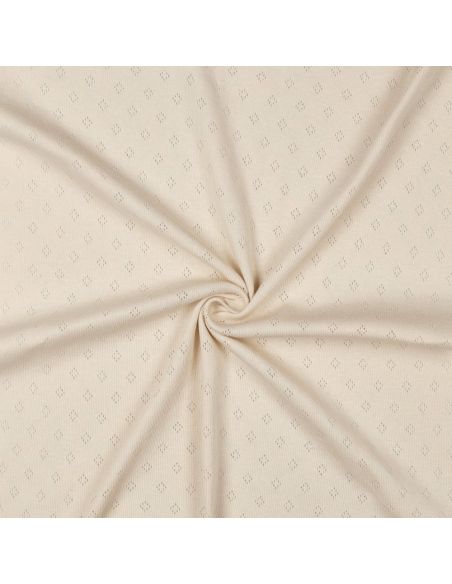 Tissu jersey maille pointelle - Beige