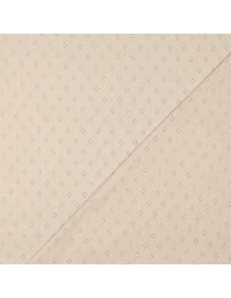 Tissu jersey maille pointelle - Beige