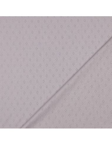 Tissu jersey maille pointelle - Lilas