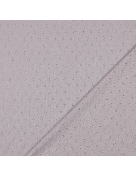 Tissu jersey maille pointelle - Lilas