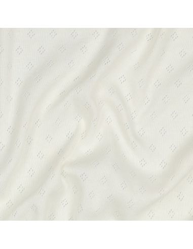 Tissu jersey maille pointelle - Écru
