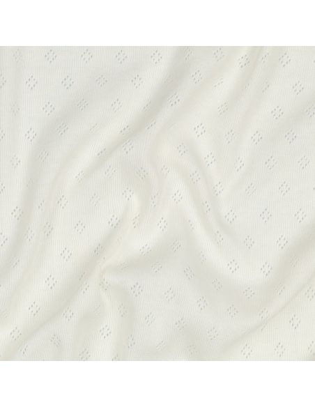 Tissu jersey maille pointelle - Écru