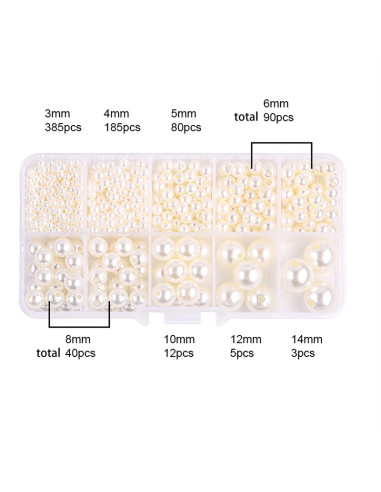 Coffret 800 perles nacrés - Ivoire