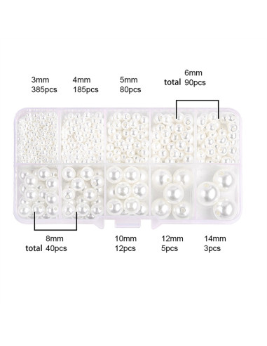 Coffret 800 perles nacrés - Blanc