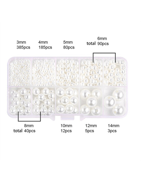Coffret 800 perles nacrés - Blanc