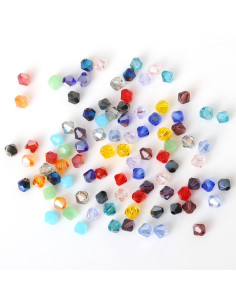 Sachet de 100 perles facette cristal 4 mm - Multicolore
