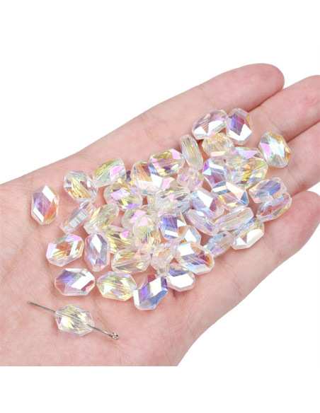 Sachet de 5 perles diamant cristal 12x8 mm