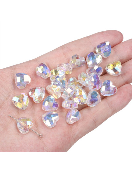 Sachet de 4 perles coeur cristal 12 mm