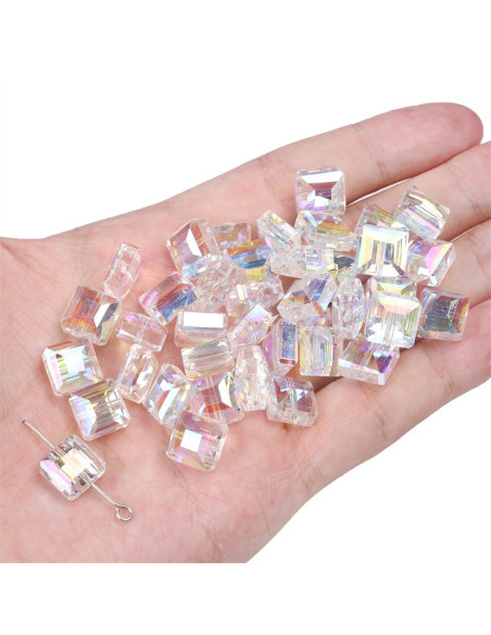 Sachet de 5 perles diamant carré cristal 10 mm