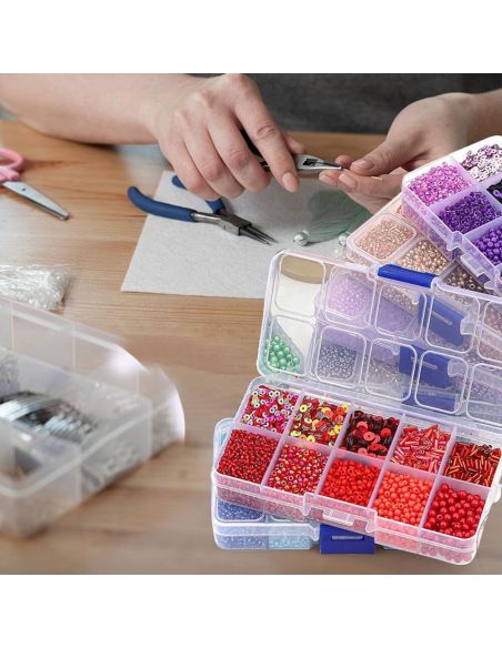 Coffret 80 grs perles de rocaille et sequins - Argent