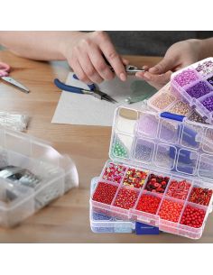 Coffret 80 grs perles de rocaille et sequins - Rouge 2