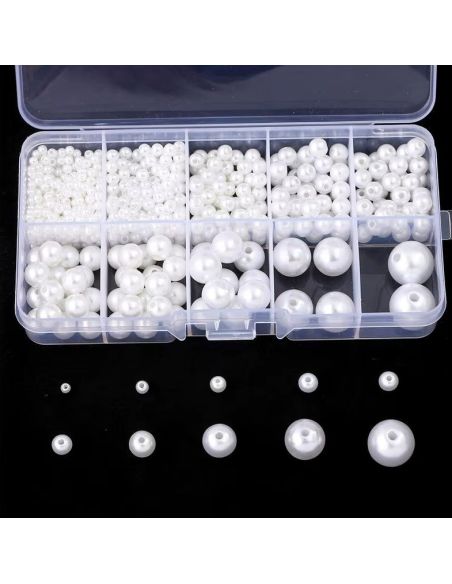 Coffret 800 perles nacrés - Blanc