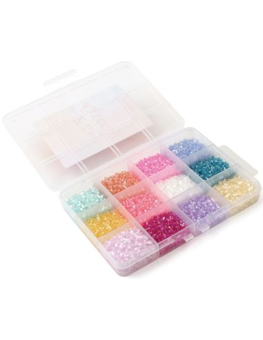 Coffret de 12 coloris de perles de rocailles 2 mm - Frosty Fizz
