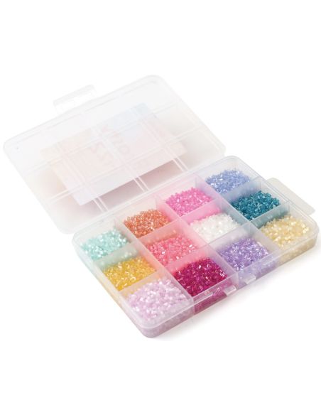 Coffret de 12 coloris de perles de rocailles 2 mm - Frosty Fizz