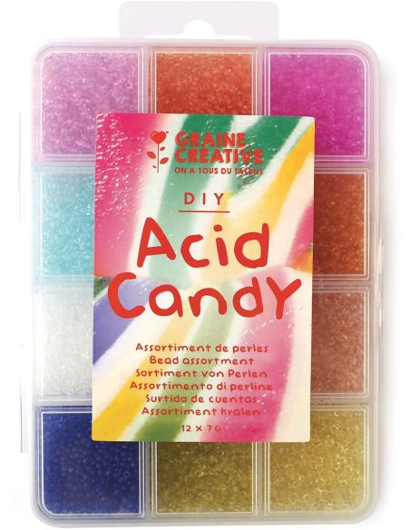 Coffret de 12 coloris de perles de rocailles 2 mm - Acid Candy