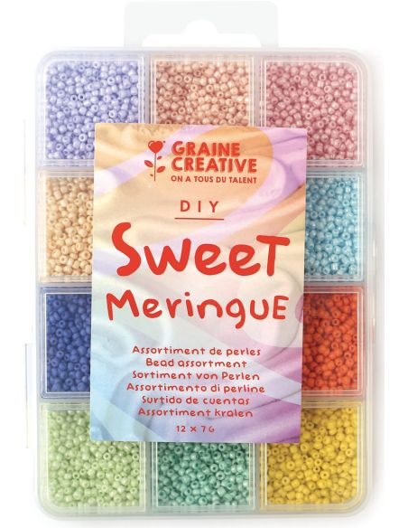 Coffret de 12 coloris de perles de rocailles 2 mm - Sweet Meringue