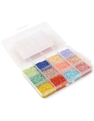 Coffret de 12 coloris de perles de rocailles 2 mm - Sweet Meringue