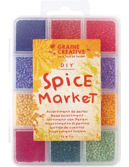 Coffret de 12 coloris de perles de rocailles 2 mm - Spice Market
