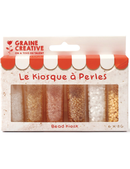 Le kiosque à perles 6 coloris de perles de rocailles 2 mm - Coquillage