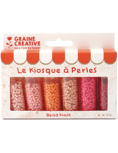 Le kiosque à perles 6 coloris de perles de rocailles 2 mm - Lipstick
