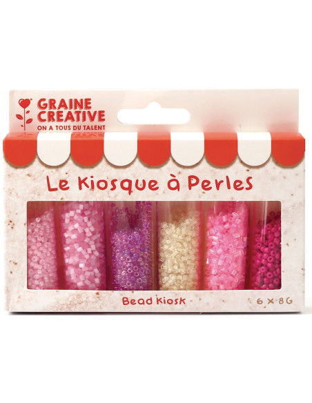Le kiosque à perles 6 coloris de perles de rocailles 2 mm - Strawberry milkshake
