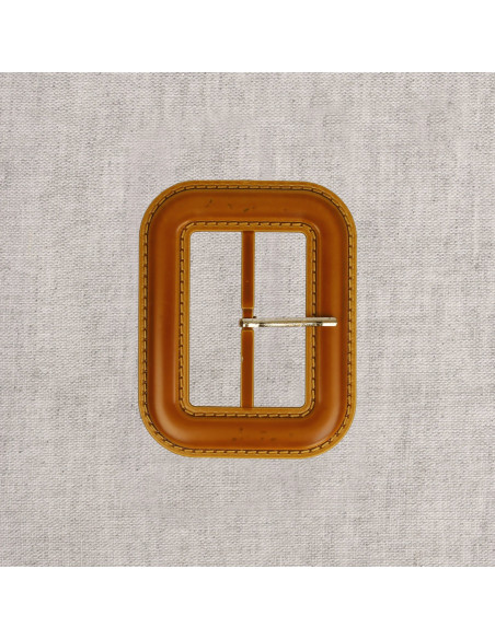 Boucle de ceinture rectangulaire aspect cuir surpiqué – 6 cm
