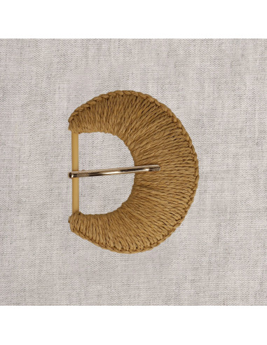 Boucle de ceinture demi-lune en raphia tressé – 5 cm