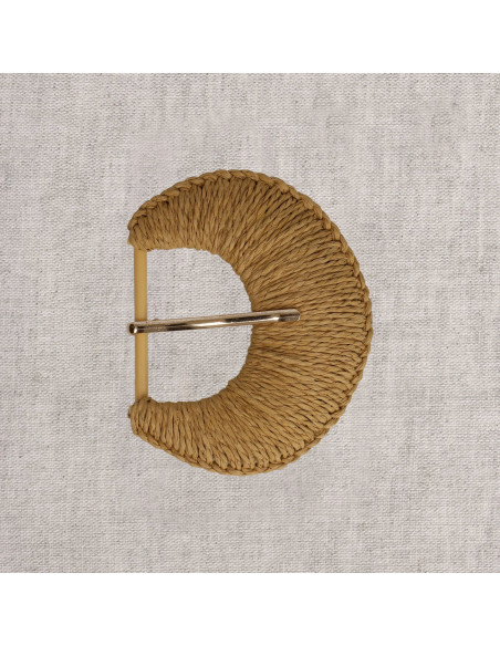 Boucle de ceinture demi-lune en raphia tressé – 5 cm