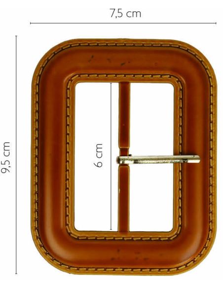 Boucle de ceinture rectangulaire aspect cuir surpiqué – 6 cm